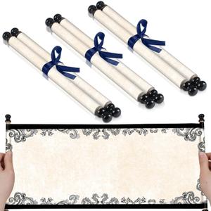 gisgfim 3Pcs Blank Paper Scrolls Small Vintage Paper Wrapped on Wood Rod 7x15-3/4 Inch Long Aged Blank Scroll for Writing Christmas Wedding Vows Invitation Letter Cosplay Prop Renaissance Festivals