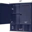 TaoHFE Blue Bathroom Over The Toilet Storage Cabinet, Wall Medicine Cabinet Organizer with 2 Door Adjustable Shelves, Wooden Modern Bathroom Shelves Wall Mounted Laundry Room, 20.1 x 5.1 x 22.8 inches