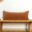 JoraLion Chenille Lumbar Pillow Covers 14x36 inch, Dark Orange Decorative Pillow Covers, Farmhouse Solid Dyed Soft Chenille Cushion Case for Couch Sofa Bed Living Room, Pack of 1(Cover ONLY)