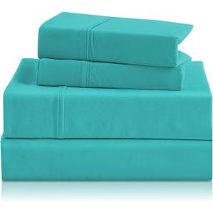 CozySmile Breathable Cooling Full Sheet Set - Hotel Luxury 4 Piece Deep Pocket Sheets for Full Size Bed, Fits 16" Mattress, Easy Care Wrinkle Free Bedding Sheet and Pillowcase Set, Turquoise