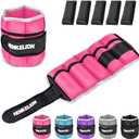 Henkelion Adjustable Wrist/ Ankle Weights 1 Pair 6 Lbs For Women Men Kids, Strength Training Set For Gym, Fitness Workout, Running, Lifting Exercise Leg - each 3 Lbs Pink