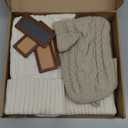 Dalzom 4Pcs Personalized Christmas Stockings with Leather Patches Custom Name, 18 Premium Large Knitted Christmas Stockings for Kids, Family, Holiday and Fireplace Party Decoration (Ivory, Flaxen)