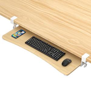 suptek Large Keyboard Tray Under Desk Pull Out with C Clamp Mount, Keyboard & Mouse Tray, 34 (38 Including Clamps) x 11.8 inch Slide-Out Platform Computer Drawer for Typing, Light Wood, DSF1LQM
