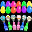 Easter Basket Stuffers Essentials for Teens Kids, 12Pcs Prefilled Easter Eggs with Finger Lights Toys, Easter Egg Fillers for Boys Girls, Classroom Treasure Box, Glow in the Dark Hunt Party Favors