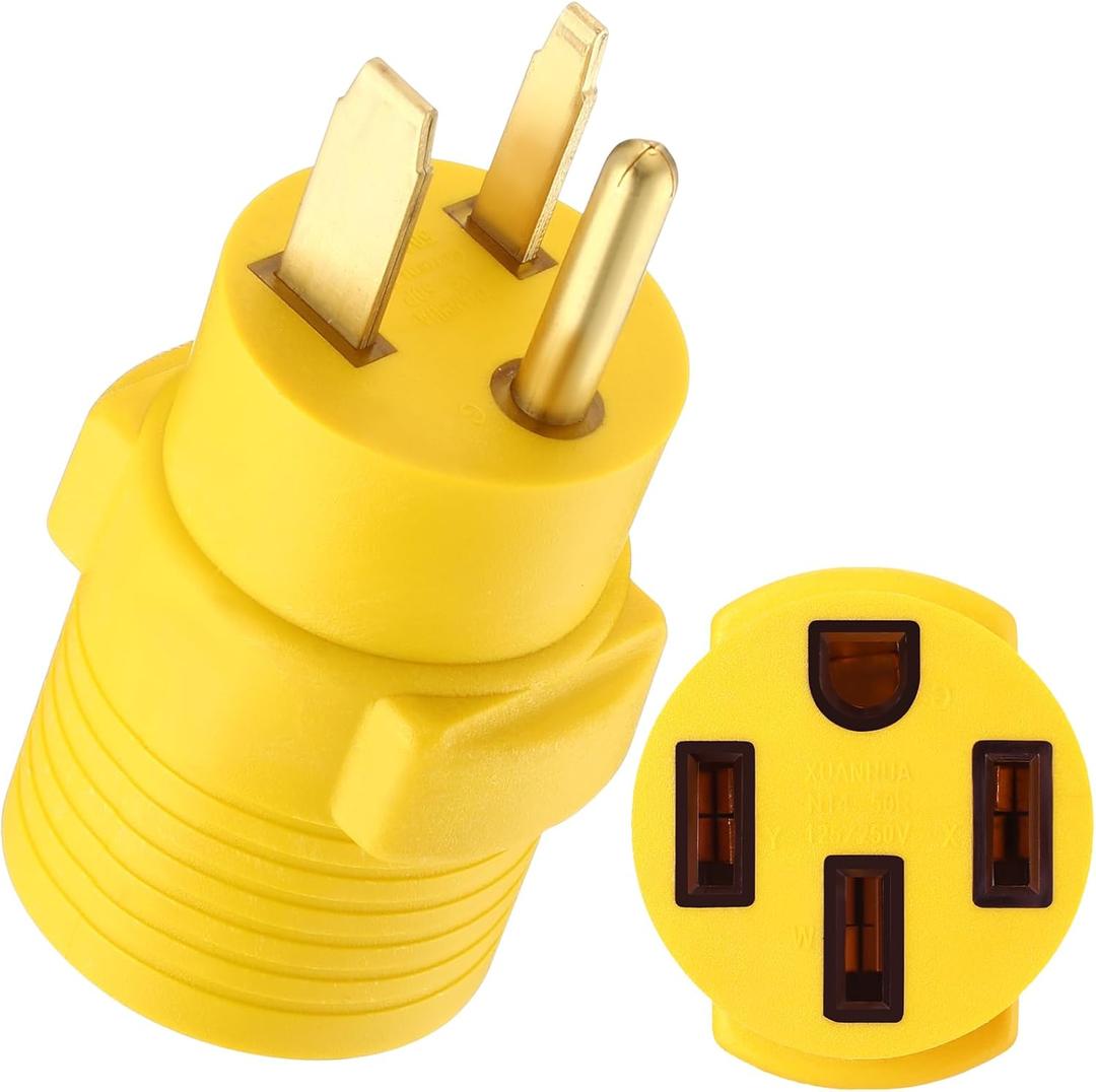 Kanayu EV Charger Adapter Compatible with NEMA 6-50P to 14-50R 50 Amp 3 Prong Welder Plug to 4 Prong Charging Connector, Welder Welding Charger Power Cord Adapter, EV use only, not for RV (Yellow)