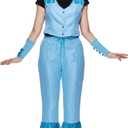 EraSpooky Cowgirl Costume Western Outfits for Women 5Pcs (Blue)