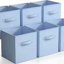 Sorbus Storage Cubes - 11 Inch Foldable Fabric Baskets for Organizing Pantry, Closet, Shelf, Toy Box, Cubby - 6 Collapsible Cloth Cube Storage Bins for Home, Nursery, Playroom, Bedroom (Pastel Blue)