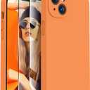 FireNova Designed for iPhone 13 Case, Silicone Upgraded [Camera Protection] Phone Case with [2 Screen Protectors], Soft Anti-Scratch Microfiber Lining Inside, 6.1 inch, Kumquat