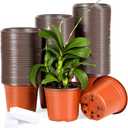 200 Pack 6 Inch Plastic Nursery Pots for Plants, Seedling Pots Succulent Pots Flower Pots with Drainage Holes, Come with 200pcs Plant Labels