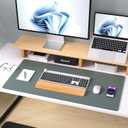 Aothia Leather Desk Pad Protector, Office Desk Mat, Large Mouse Pad, Non-Slip PU Leather Desk Blotter, Laptop Desk Pad, Waterproof Desk Writing Pad for Office and Home (Jungle Green, 31.5" x 15.7")