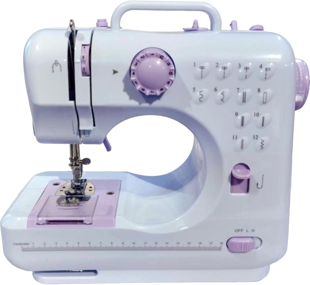 Havvix Portable Mini Electric Sewing Machine for Beginners with 12 Built-in Stitches, 2 Speed with Foot Pedal, LED Light, and Storage Drawer, Purple