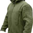 CRYSULLY Men's Tactical Front Zip Fleece Lining Hunting Mountaineering Jackets Windbreaker Coat Army Green, XL