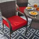 18x18x3 Inch Outdoor Square Corner Chair Cushions with Ties Set of 2, Water&Fade Resistant Thick Seat Cushion Pads for Garden Patio Dining Porch Furniture - Red