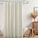 Textured Fabric Shower Curtain Liner Set with Hooks Waterproof Luxury Natural Linen Neutral Tone Burlap Woven Look Vintage Country Style Rustic Shower Curtains for Bathroom,Tan Beige,72x72 Inch