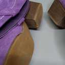 Women's Western Cowboy Boots - Embroidered Ankle Booties with Chunky Block Heel, Side Zipper Suede Cowgirl Boots for Country Concert (6, Purple)