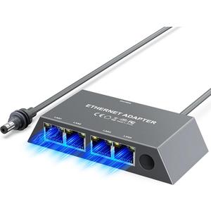 Multi Ports Starlink Gen 3/ Starlink Mini Ethernet Adapter for Wired External Network, 4 Ports Starlink Ethernet Adapter 1 to 4 [4 Devices Networked Simultaneously] - Up to 1 Gbps