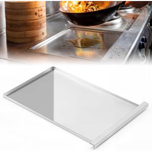 Gisafai Wok Drip Pan for Chinese Range, Wok Burner Tray Replacement 14" x 23" 304 Stainless Steel Commercial Grease Oil Drip Tray Kitchen Supply for Woks Stove, Heavy Duty Grease Catch Pan