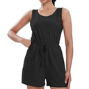 DonBCO  Women Rompers Casual Loose Ribbed Tank Top Dressy Jumpsuits Short Lounge Summer Outfits 2024 with Pockets, XS, Black