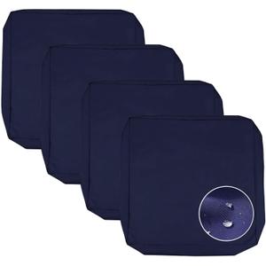 Sqodok Patio Cushion Covers 19x19 Waterproof Outdoor Cushion Covers Replacement 4Pack Patio Cushion Seat Slicovers with Ties for Sectional Sofa, Wicker Chair, Blue