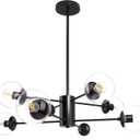 8-Light Globe Sputnik Chandelier Mid Century Sputnik Chandeliers Modern Black Chandelier with Clear Globe Pendant Light Clear Glass Adjustable Hanging Ceiling Light for Living Dining Room (8-Light, 35.4", 2-Tier)