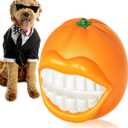 Indestructible Dog Squeaky Ball - Tough Chew Toy for Aggressive Chewers, Medium/Large Dogs Fetch Toy for Indoor, Outdoor & Water Play - Orange (black)