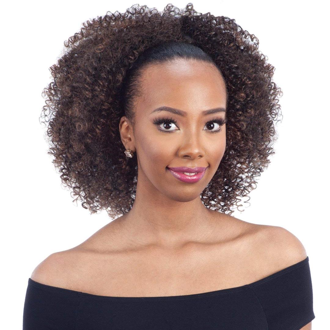 FreeTress Equal Synthetic Hair Drawstring Ponytail Bohemian Fro (1B) (Off Black 1B)