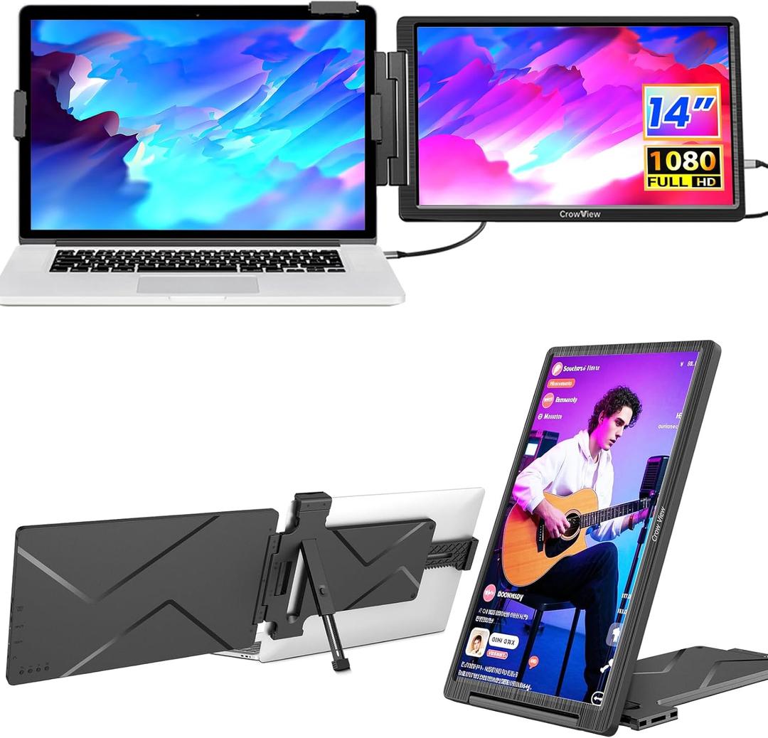 FamilyKit Laptop Screen Extender, 14 Inch FHD 1080P IPS Laptop Monitor Extender, Extended Portable Monitor for Laptops (13"-16.5"), Plug n Paly USB-C/HD Port Compatible with Wins, Mac, Android