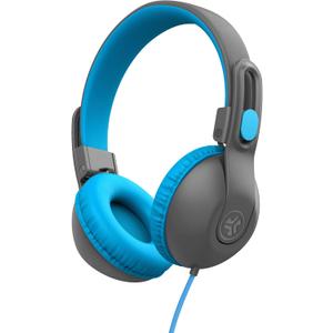 JLab JBuddies Studio 2 On-Ear Kids Wired Headphones, Grey/Blue, Toddler Headphones, Kid Safe, Studio Volume Safe, Volume Limiter, Folding, Adjustable, Noise Isolation, with Mic