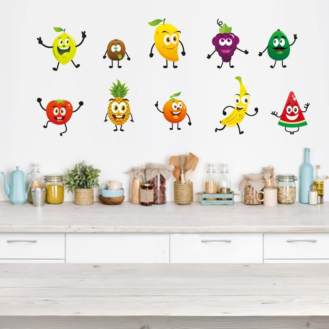 Kitchen Fruit Wall Stickers - Cartoon Wall Decals - Kitchen Cupboard Fridge Dining Room Cabinet Restaurant Home Wall Decor