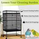 Daoeny Bird Cage Seed Catcher, Large Bird Cage Cover, Adjustable Soft Airy Nylon Mesh Net, Birdcage Cover Skirt Seed Guard for Parrot Parakeet Macaw African Round Square Cages (Black) 118"D x 1"W x 32"H