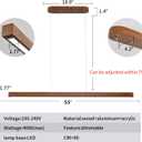 55 Inch Wood Linear Pendant Light Dimmable LED Kitchen Island Lighting with Remote Adjustable Hanging Chandelier for Dining Room Bar Pool Table 30W Modern Farmhouse Fixture Walnut Color