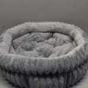 BALANCE Cat Bed Kitten Bed, Washable Round Cat Beds for Indoor Cats, Super Soft Plush Faux Fur Pet Bed for Puppy and Kitten with Anti-Slip Bottom (Grey)