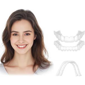 Snap on Veneers for Women & Men | Natural-Looking Top & Bottom Dentures Fake Teeth | Comfortable & Easy to Use