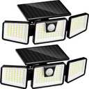 INCX Solar Lights Outdoor Waterproof, 3000 LM 156 LED Motion Sensor Outdoor Lights, 3 Heads Solar Powered Security Flood Light Motion Detected Spotlight for Patio Garage Yard Entryways, 2 Pack Black, 2 Pcs