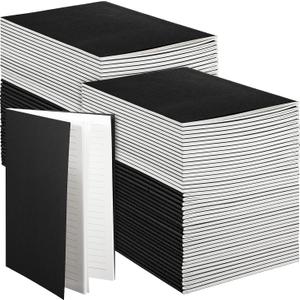 Mimorou 100 Pcs Journals Notebooks Bulk - Kraft Softcover A5 Small Notebooks 5.5 Inch x 8.3 Inch Notepads with 60 Page 30 Sheet for Writing Sketch Travel Office Supplies(Black,Lined)