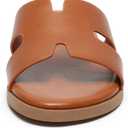 Yozuru Womens Flat Sandals Open Toe Dressy Summer Sandals Comfortable Casual Slip on Leather Slides Sandals for women, 7, Brown