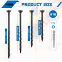 #10 x3-1/2 Deck Screws, 5LB Star Drive Wood Screws, 269Pcs Rust Resistant Timber Screws for Timber/Log/Landscaping Wood, T25 Star Bit Included, Black