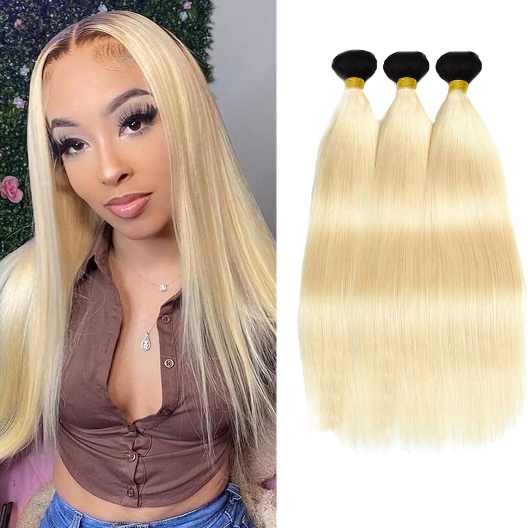 1B613 Bundles Human Hair Blonde Straight Bundles 24 26 28 Inch Unprocessed Virgin 613 Bundle Hair Extensions