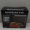 OVENTE Electric Indoor Panini Press Grill and Sandwich Maker with Non-Stick Coated Plates, Cool-Touch Handle and Removable Drip Tray, Opens 180 Degrees to Fit Any Type or Size of Food, Red GP0540R