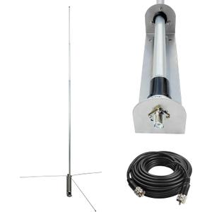 27Mhz CB Radio Base Station Antenna 18.5ft with 49ft Cable PL-259 Cable, Ground Plane, 150W Heavy Duty Antenna for 10 & 11 Meter (26-28 MHz) - 3.5 dBi Gain