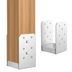 SPACEEUP 4x4 Post Base 2 Pcs, Internal 3.5" x 3.5" Post Anchor Adjustable Post Base Stainless Steel Concrete Post Anchor for Pavilion Deck Railing Support Decorative Anchor Plate