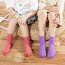 Auranso Girl Knee High Cotton Socks 9 Pairs Girls Long Crew Socks Color A 6-8 Years