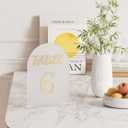 Urban Deco Table Numbers Wedding Seating Chart 5x7inch Acrylic Table Number Holders Wedding Decorations for Reception Perfect for Decoration, Party, Anniversary, Event (Matte Gold, 1-15)