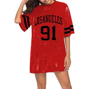 PORRCEY Juniors Short Sleeve Sequin Funny Dress Shirts (X-Large, Red)
