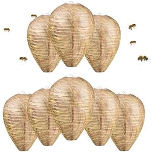 16 Pack Fake Wasp Nest Decoy Outdoor Fake Hornets Nest, Hanging Paper Wasp Nest Decoy for Indoor and Outdoor, Home and Garden (Size 11 x 8 in)