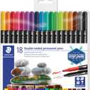 Staedtler Double Ended Permanent Pens, Fine and Ultra-Fine, 18 Colors, 3187 TB18
