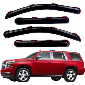 Lightronic Extra Durable Clip-on in-Channel Auto Vent Window Visor, Fits 2015-2020 Chevrolet Tahoe, GMC Yukon, Cadillac Escalade, UV Protection Rain Guard, Original Wind Deflector, Dark Smoke, 4-Pcs
