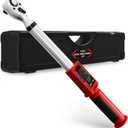 Upgrade 3/8 Inch Drive Digital Torque Wrench 5-100FT-LB/0-135N.M, Torque Range Accurate to 2%,Electric Torque Wrench car with Buzzer and LED Flash Notification for Bike/Motorcycle/Auto Repair (Red)