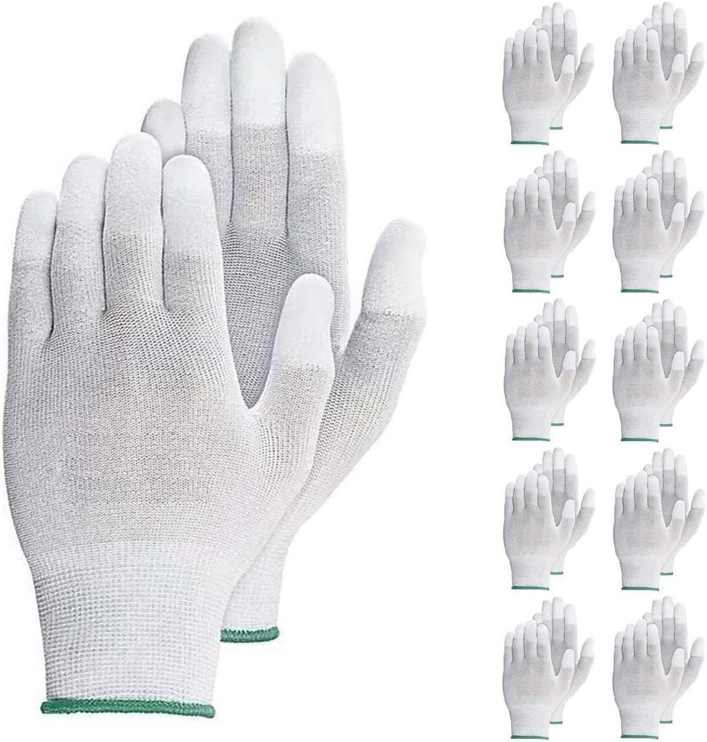 VIPER 10 Pairs Anti Static Gloves, Coated Fingertip Grey Carbon Fibers,13G ESD Safety Work Gloves XL