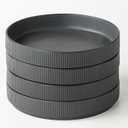 famiware Star 7.5" Pasta Bowls Set, Salad Bowl Set of 4, Double Reactive Glaze, Stackable, Ideal for Your Friend for Housewarming, Festivals, Matte Dark Charcoal (Full Glaze)